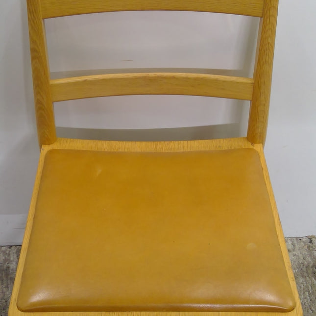 Wood Dining Chair with Faux Leather Cushioned Seat