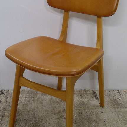 Wood Dining Chair with Faux Leather Seat and Backrest
