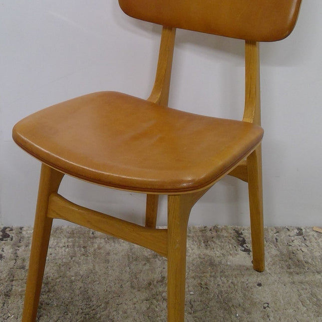 Wood Dining Chair with Faux Leather Seat and Backrest