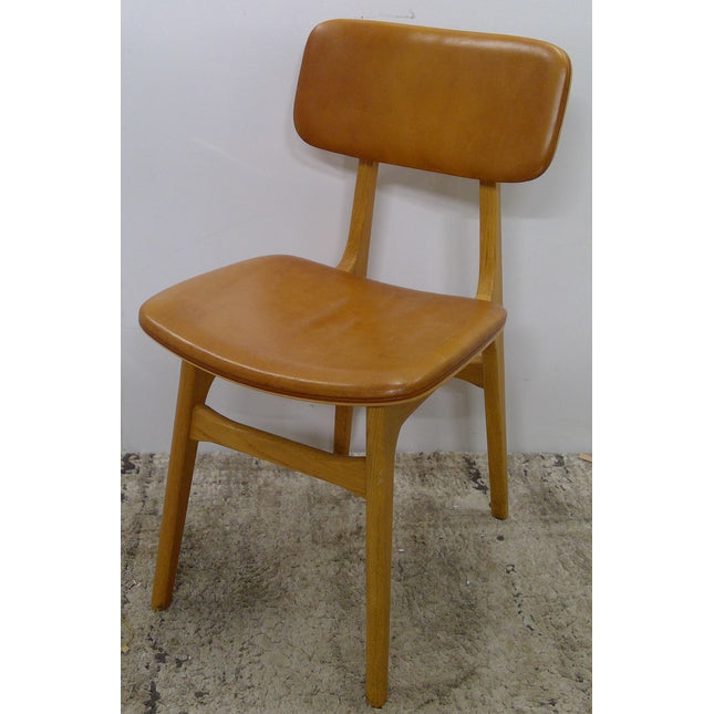 Wood Dining Chair with Faux Leather Seat and Backrest