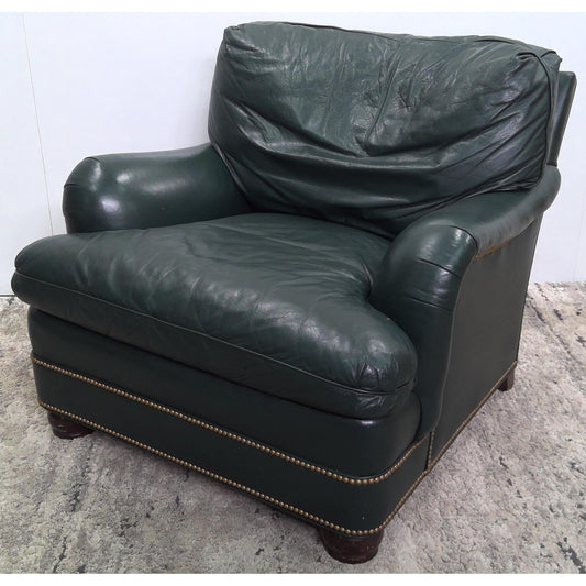 Green Armchair with Ottoman