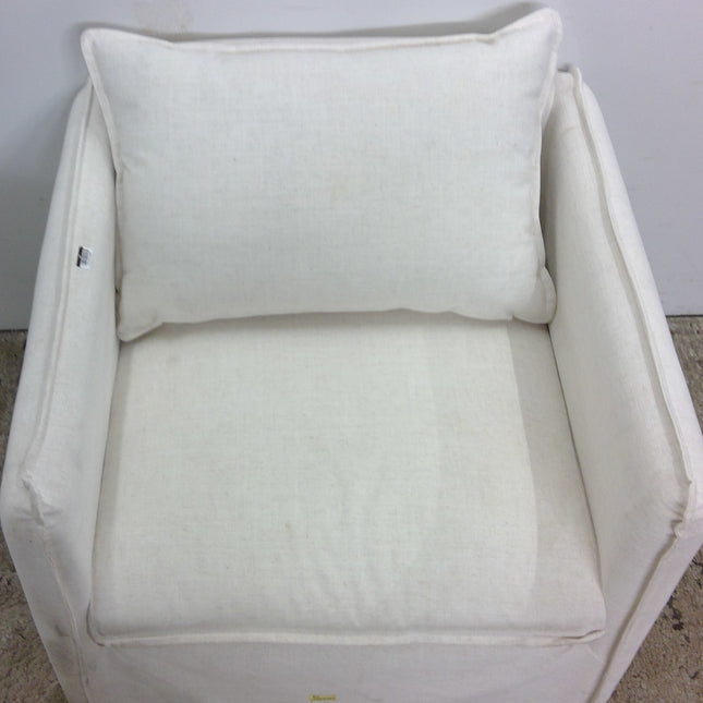 White Slouchy Lounge Chair with French Seams