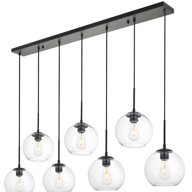 7 Light 54 inch Black Pendant Ceiling Light