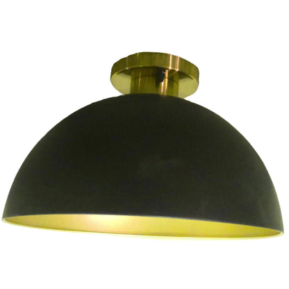 Black and Satin Brass Semi-Flush Mount