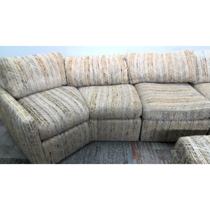 96" Tan Sectional Sofa with Ottoman