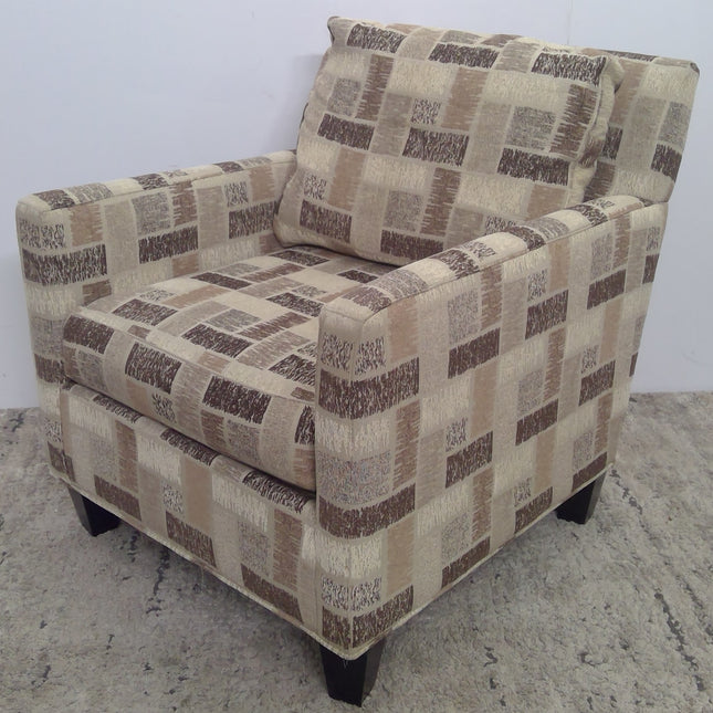 Rectangle Pattern Cream/Brown Armchair (Added 07/31/2026)