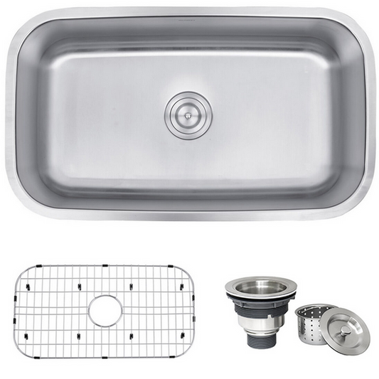 32-inch Undermount 16 Gauge Stainless Steel Kitchen Sink Single Bowl