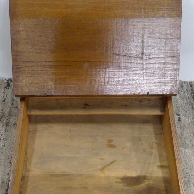Antique Oak Slanting Desk Top Document Box