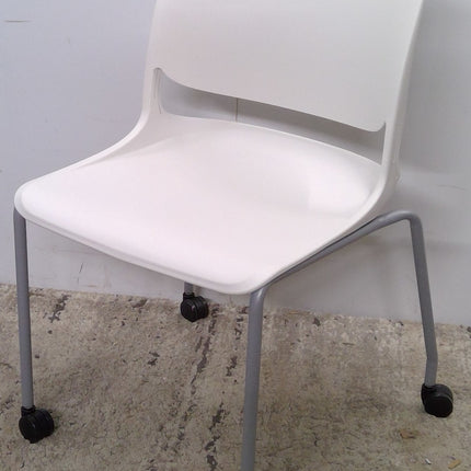 White Rolling Armless Stackable Guest Chair