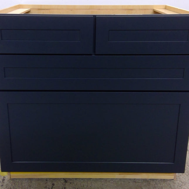 36" Blue 5-Drawer Plywood Base Cabinet