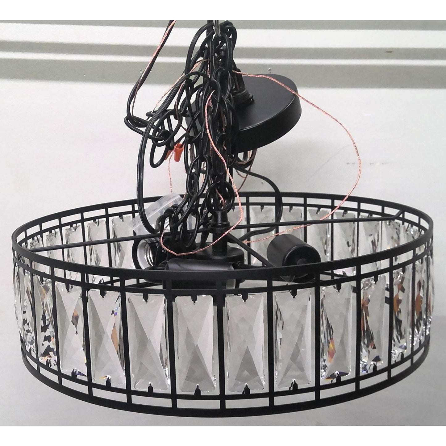 3-Light Black Crystal Chandelier