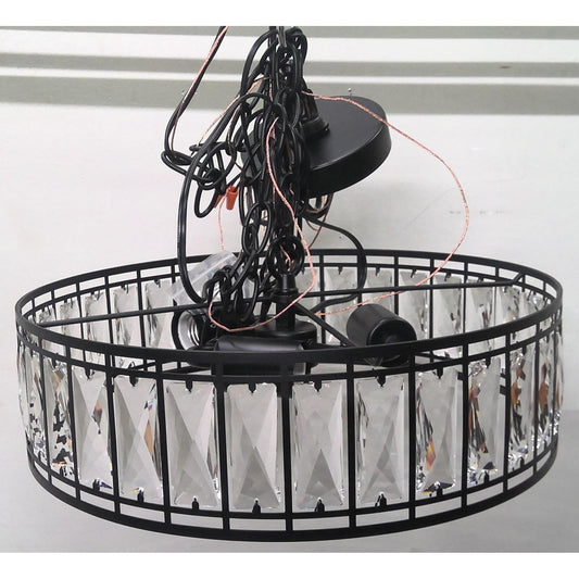 3-Light Black Crystal Chandelier