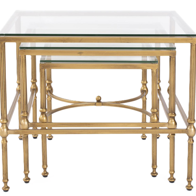3 Piece Bonnifait Nesting Table in Antique Gold