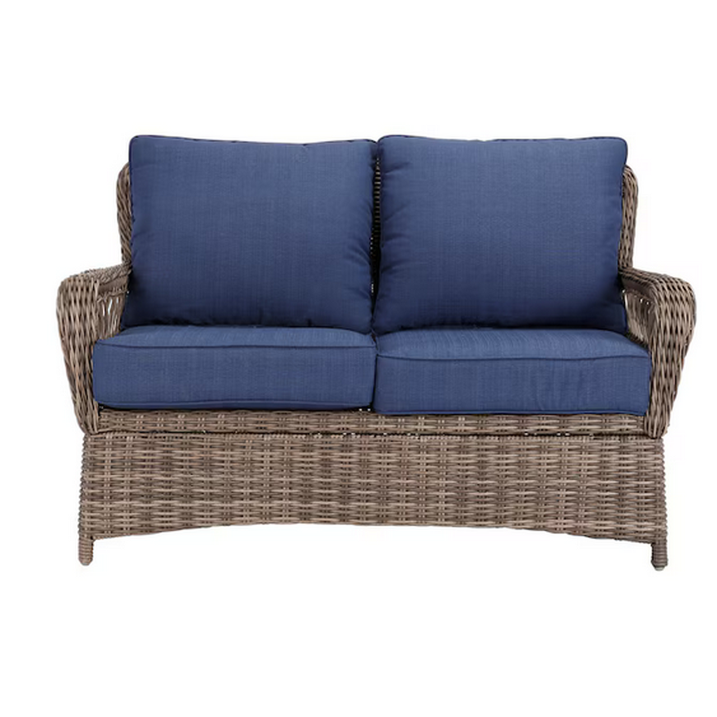 2 -Piece Wicker Patio Conversation Set with Navy Cushions