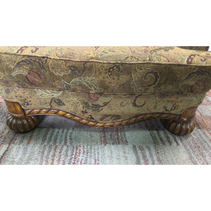 Green Floral Armchair with Ottoman