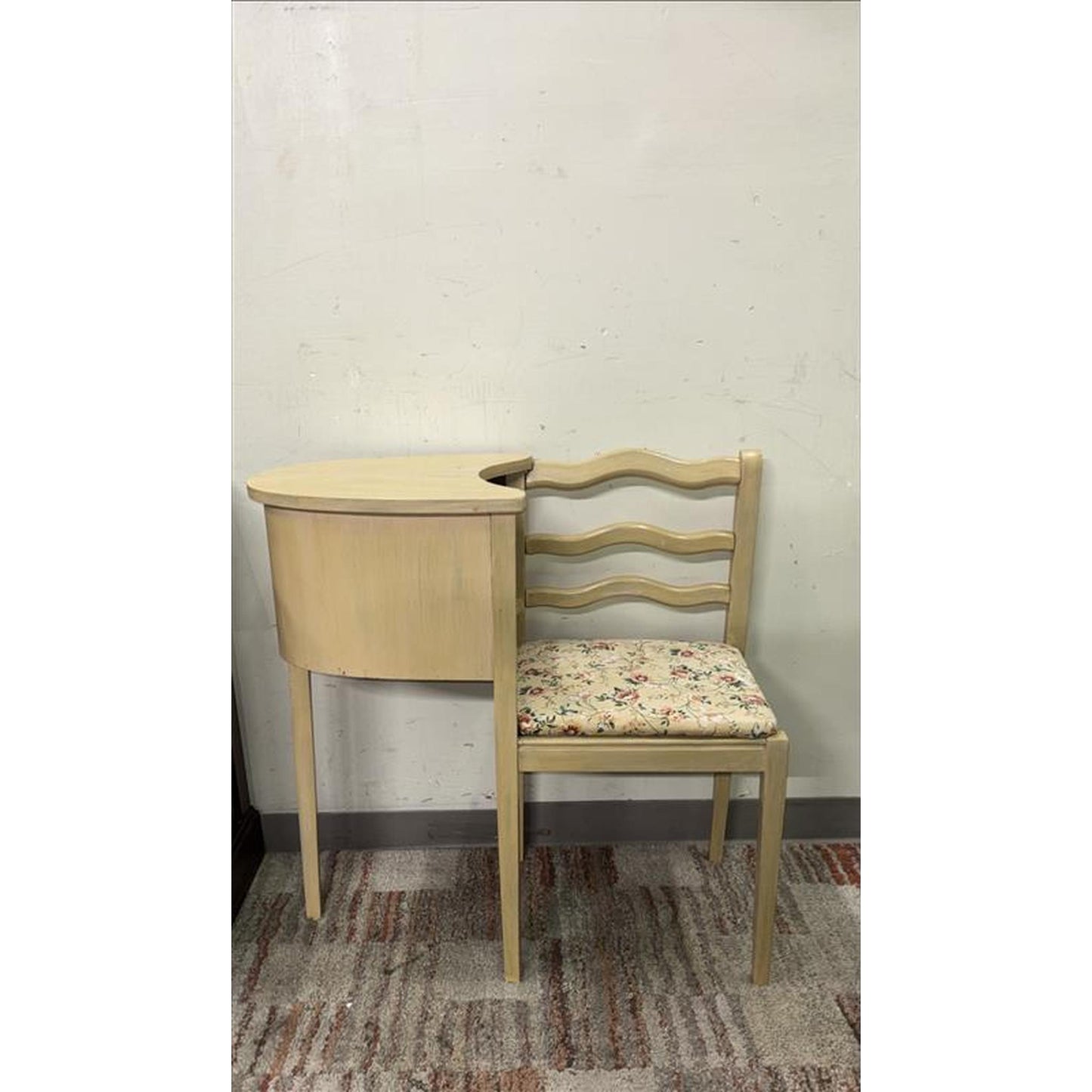 Cream Desk With Chair Attached