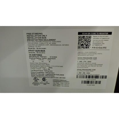 Black Frigidaire Top Freezer Regrigerator