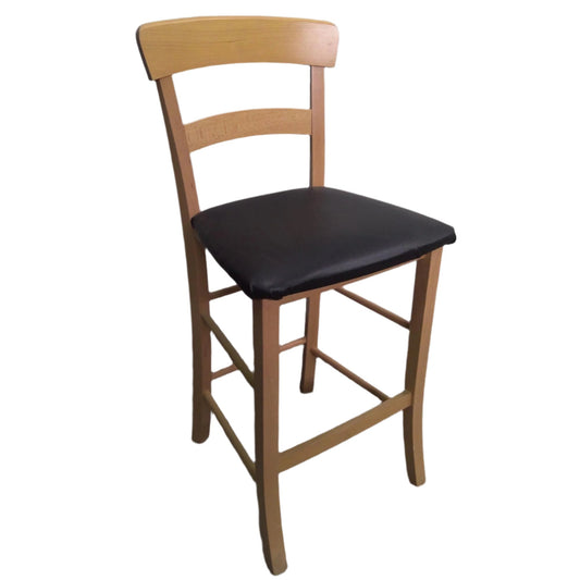 Natural Counter-Height Vinyl Barstool, left