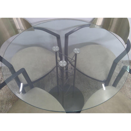 Round Glass Top Table with 4 Chairs