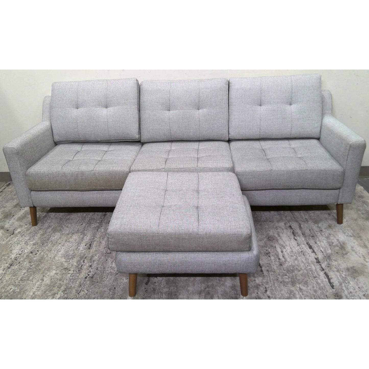 Gray Sofa with Ottoman