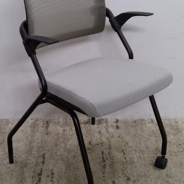 Gray and Black Guest Chair with Flip Up Seat