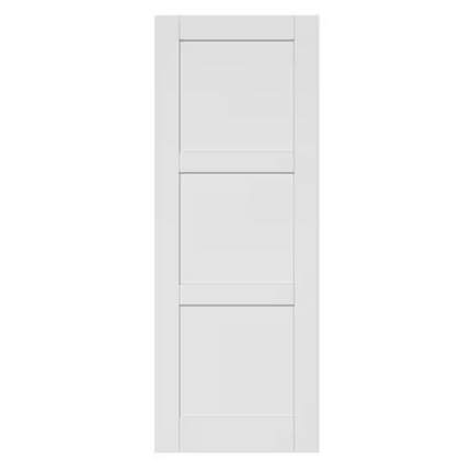 30 in. x 80 in. 3-Paneled Solid Core Composite Wood White Primed Interior Door Slab
