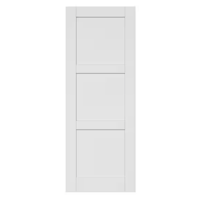 30 in. x 80 in. 3-Paneled Solid Core Composite Wood White Primed Interior Door Slab