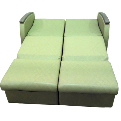 Green Faux-Leather Sleeper Loveseat