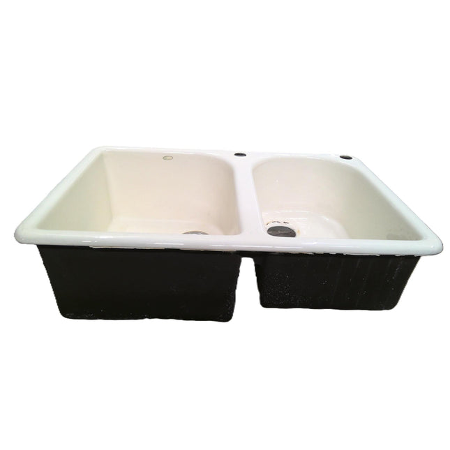 33" Double Bowl Cast Iron Sink