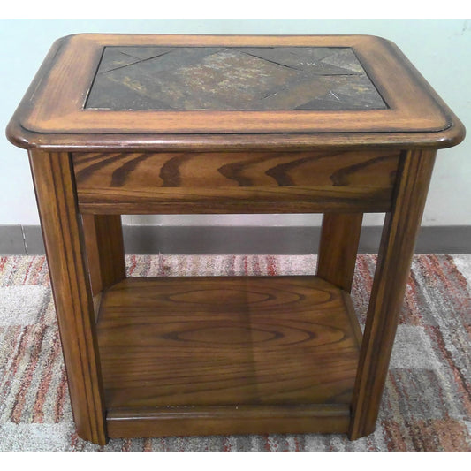 Tile Top End Table with Storage