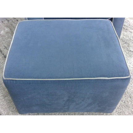 Blue Swivel Rocking Armchair with Ottoman