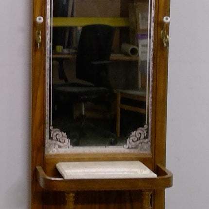 25.5" x 79" Wood Hall Tree/Coat Rack with Mirror