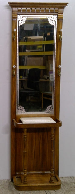 25.5" x 79" Wood Hall Tree/Coat Rack with Mirror