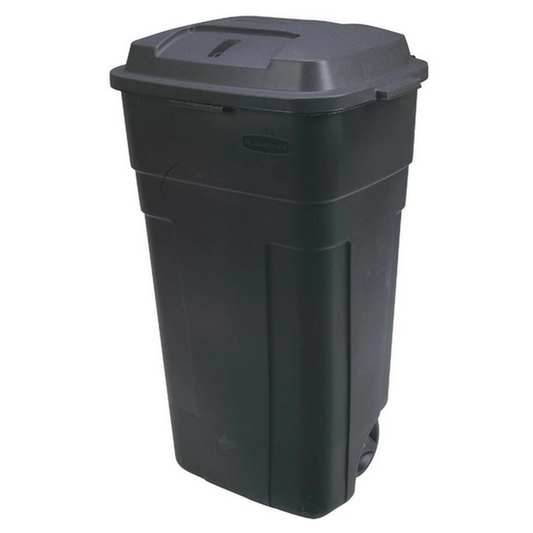 Roughneck 34 Gal. Black Wheeled Trash Can With Lid