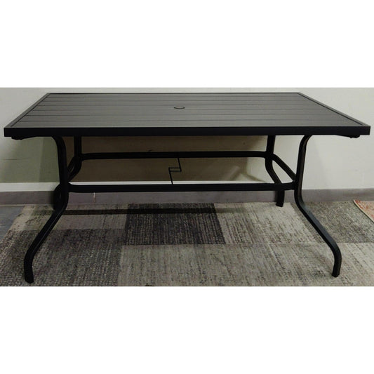 6-Person Steel Slat Outdoor Patio Table