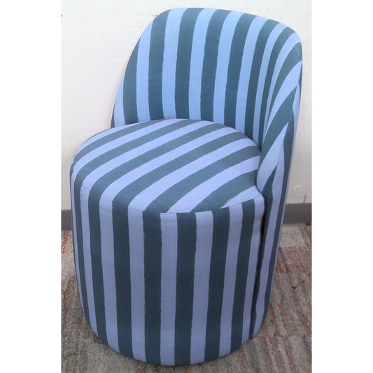 Blue Striped Barrel Chair