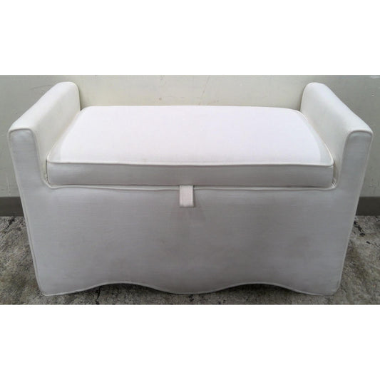 36" White Storage Bench