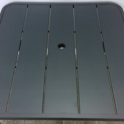 37" Black Metal Square Outdoor Dining Table with Umbrella Hole