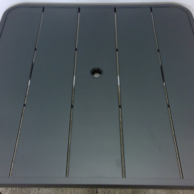 37" Black Metal Square Outdoor Dining Table with Umbrella Hole