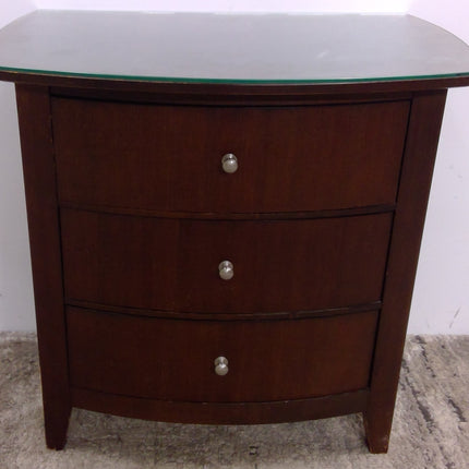 Dark Wood 3-Drawer Nightstand
