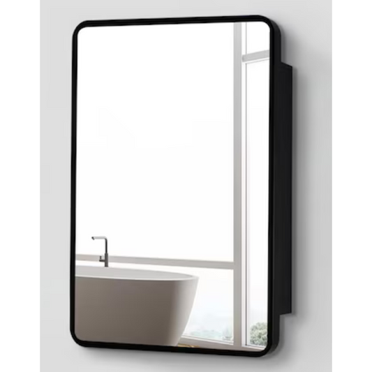 20-in x 28-in Surface/Recessed Mount Black Mirrored Rectangle Medicine Cabinet