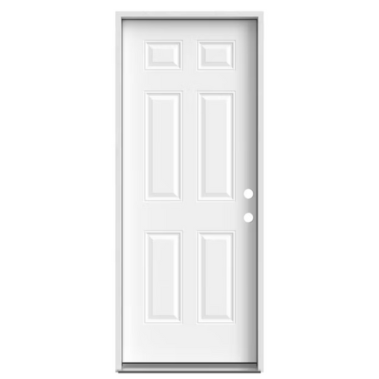 6 Panel 32-in x 80-in x 4-9/16-in Left-hand Inswing Prehung Steel Fire Door