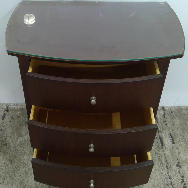 Dark Wood 3-Drawer Nightstand