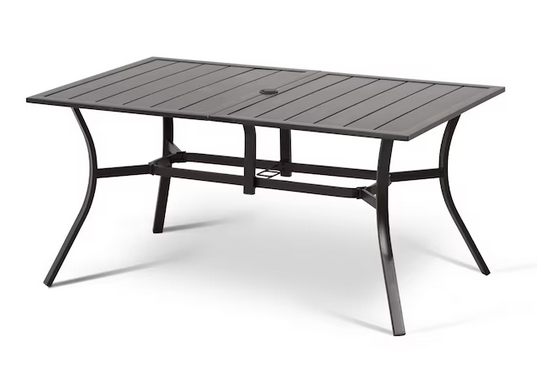 Outdoor Dining Table 38-in W x 59-in L with Umbrella Hole