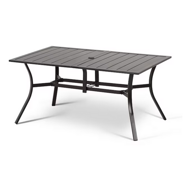 Outdoor Dining Table 38-in W x 59-in L with Umbrella Hole