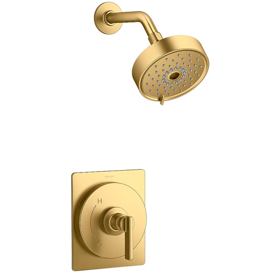 Vibrant Brushed Moderne Brass Bathtub and Shower Faucet