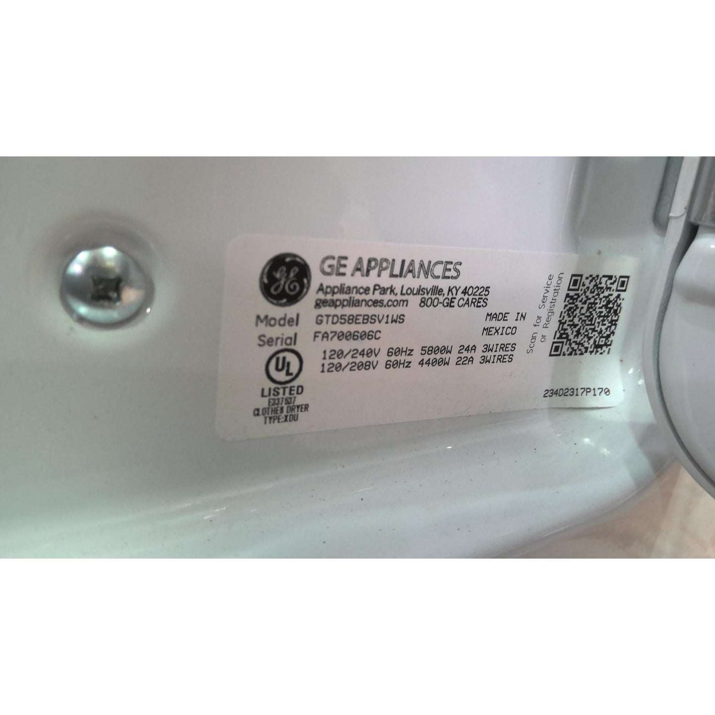 ReStore Select x GE 7.4 cu. ft. Capacity with Sensor Dry Electric Dryer - FA700606C - FL