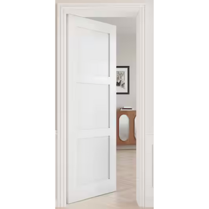 30 in. x 80 in. 3-Paneled Solid Core Composite Wood White Primed Interior Door Slab