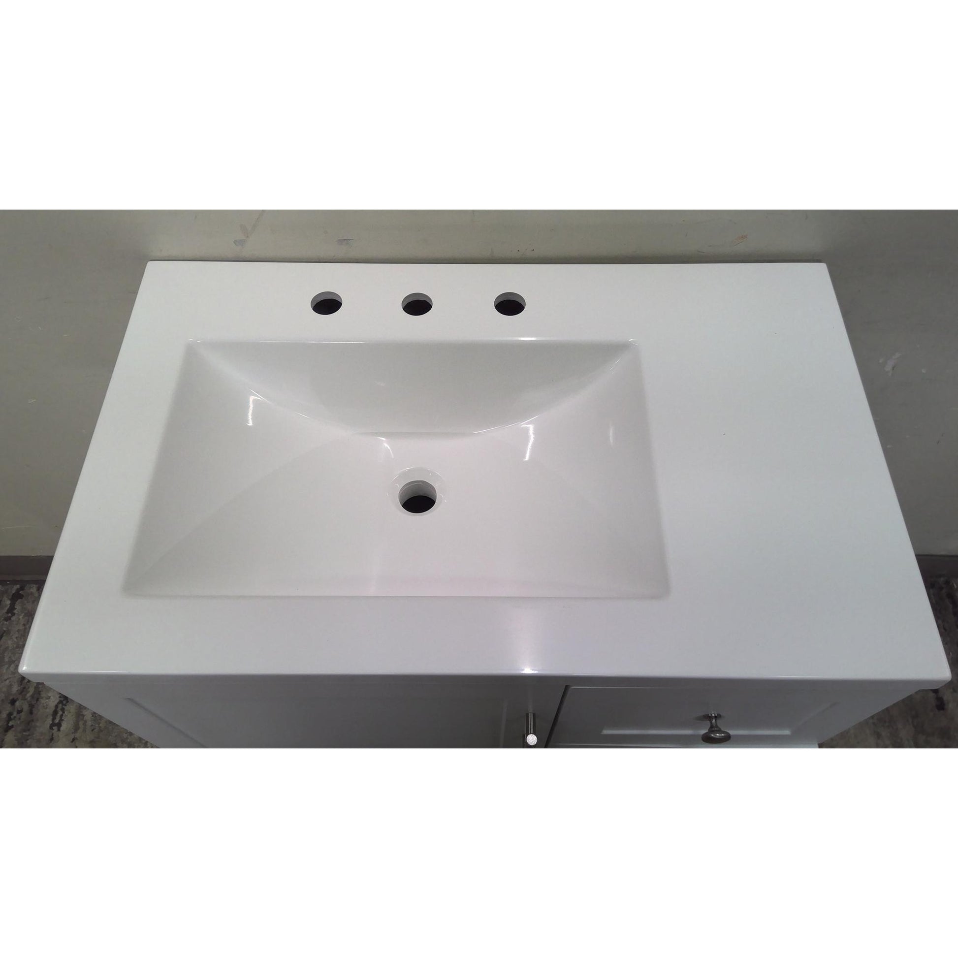 30" True White Single Sink Bathroom Vanity with White Cultured Marble Top