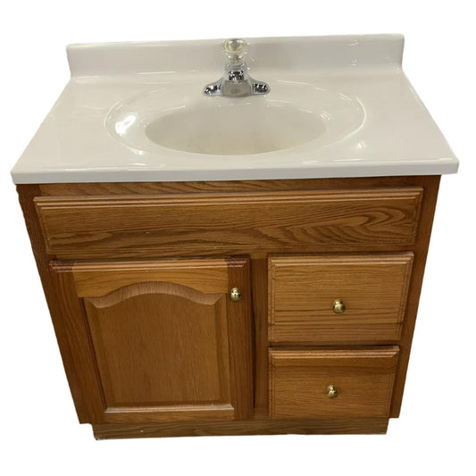 35" Medium Oak Vanity Base Cabinet